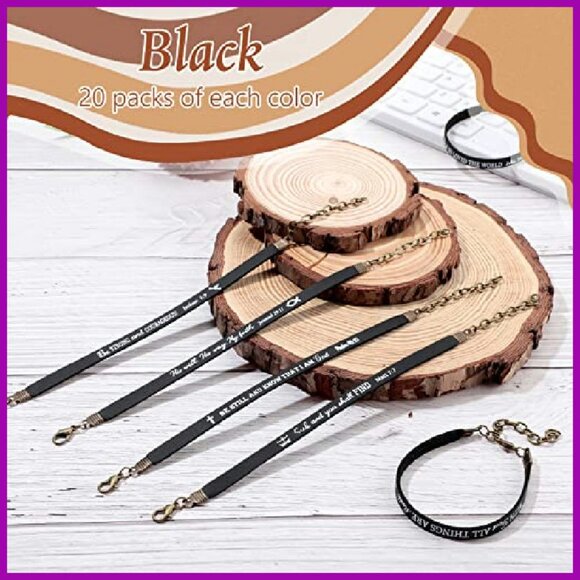 20 Inspirational Bible Verse Leather Bracelets Set for Women Men - Picture 5 of 8